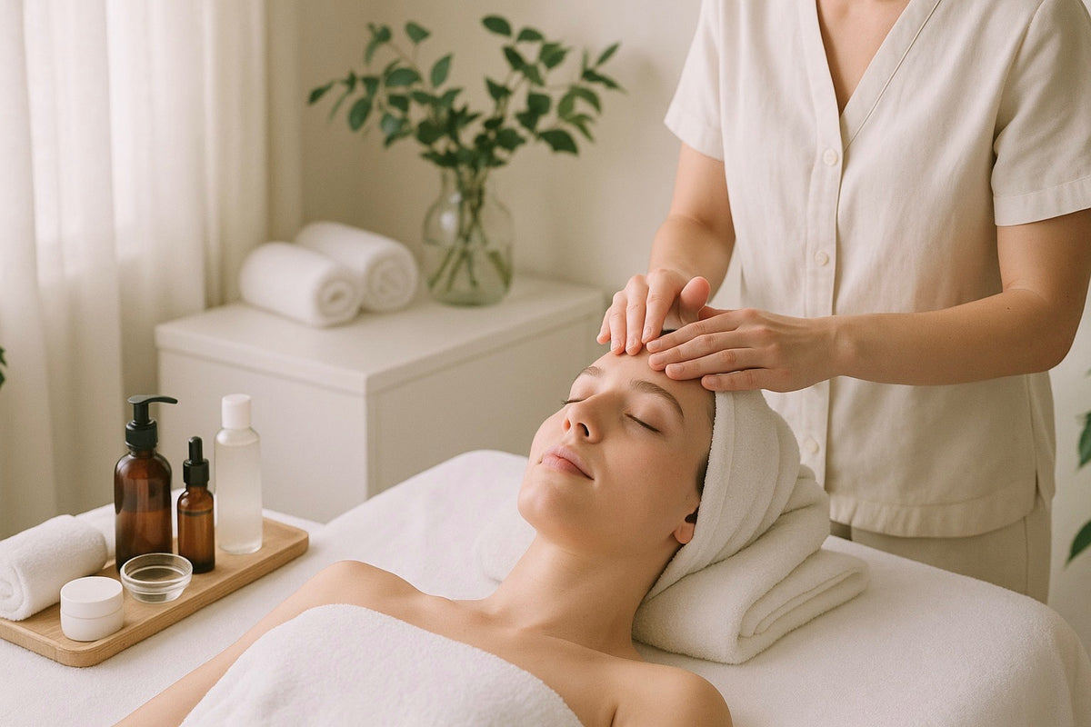 Woman receiving skincare services