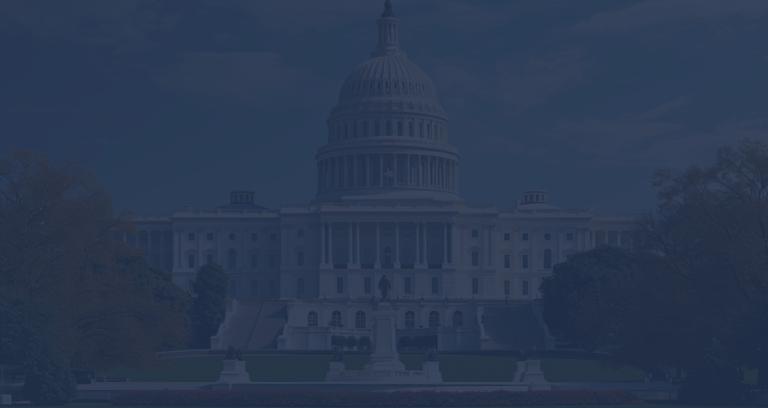 The U.S. Capitol building with a blue tint